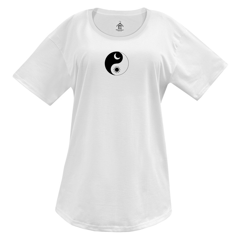 تی‌شرت زنانه آستین کوتاه طرح یین-یانگ پنبه اسپان کد WH.3001 - تصویر 3